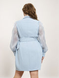 [Plus Size] 1960s Mesh Lapel Suit Dress