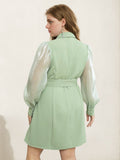 [Plus Size] 1960s Mesh Lapel Suit Dress