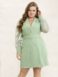 [Plus Size] 1960s Mesh Lapel Suit Dress