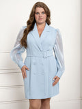 [Plus Size] 1960s Mesh Lapel Suit Dress