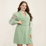 [Plus Size] 1960s Mesh Lapel Suit Dress