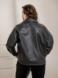 [Plus Size] Black 1960s Leather Short Jacket
