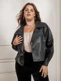 [Plus Size] Black 1960s Leather Short Jacket
