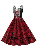 1950s Halloween Suspender Skeleton Skull Dress