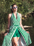 2PCS Green 1950s Stripes Romper & Umbrella Skirt