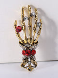Retro Halloween Skeleton Hand Brooch