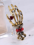 Retro Halloween Skeleton Hand Brooch