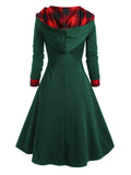 [Pre-Sale] Green&Red 1950s Christmas Plaids Hooded Dress