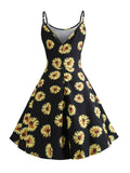 Black Floral Spaghetti Strap Dress