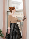 Khaki 1950s Knitted Leather Patchwork Dress