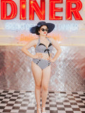 Black Checked Halter Bowknot Bikini Set
