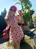 Pink 1960s Strawberry Mesh Mini Dress