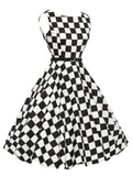 Plaid Belt Backless Swing Dress