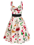 1950s Christmas Strap Button Swing Dress