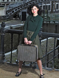 Dark Green 1950s Plaid Knitting Dress