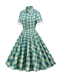 Green 1950s Plaid Swing Dress