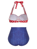 1950s Retro Polka Dot Halter Bikini Swimsuit