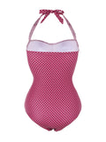 Retro Polka Dot Halter One-Piece Swimsuit