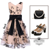 Nude 1950s Lace Butterfly Swing Dress