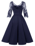 1950s Lace Half Sleeve Swing Dress