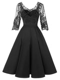 1950s Lace Half Sleeve Swing Dress