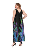 [Plus Size] 1930s Bohemian Feather Print Shift Dress