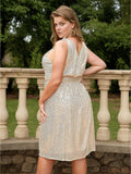 [Plus Size] Gold 1950s Sleeveless Sequined Dress