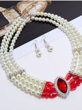Halloween Gemstone Pearl Necklace & Earrings Set
