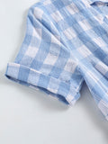 Blue 1950s Plaid Belt Swing Dress