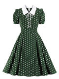 1950s Polka Dot Bowknot Swing Dress
