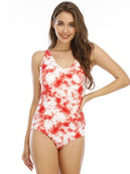 Red Tie-dye Spaghetti Strap Swimsuit
