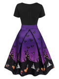 Purple 1950s Halloween Button Dress