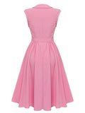 Pink 1950s Doll Collar Solid Dress