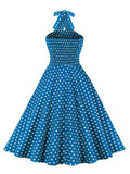 Green 1950s Polka Dot Halter Dress