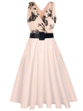1950s Pink Butterfly Sleeveless Dress With Belt