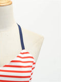 Navy 1950s Halter Stripes Flag Dress