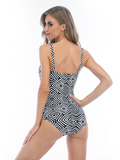 Black Strap Stripes One-piece Swimsuit