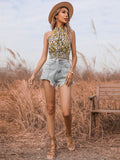 Floral Cut-Out Halter Top