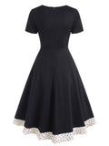 Black 1950s Bowknot Polka Dot Dress