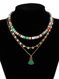 Christmas Tree Polymer Clay Necklace Set