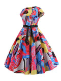1950s Patchwork Butterfly Belt Dress