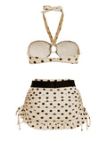 Ivory 2PCS Polka Dots Halter Bikini Set