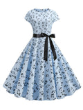 1950s Music Note Butterfly Belt Dress
