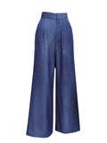 Blue 1940s High Waist Wide Leg Pants