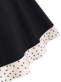Black 1950s Bowknot Polka Dot Dress