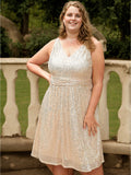 [Plus Size] Gold 1950s Sleeveless Sequined Dress