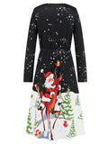 1950s Christmas V-Neck Lone Sleeved Dress