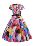 1950s Patchwork Butterfly Belt Dress