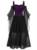 1950s Halloween Witch Transparent Sleeves Strap Dress