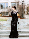 [US Warehouse] Black 1920s Sequin Maxi Flapper Dress